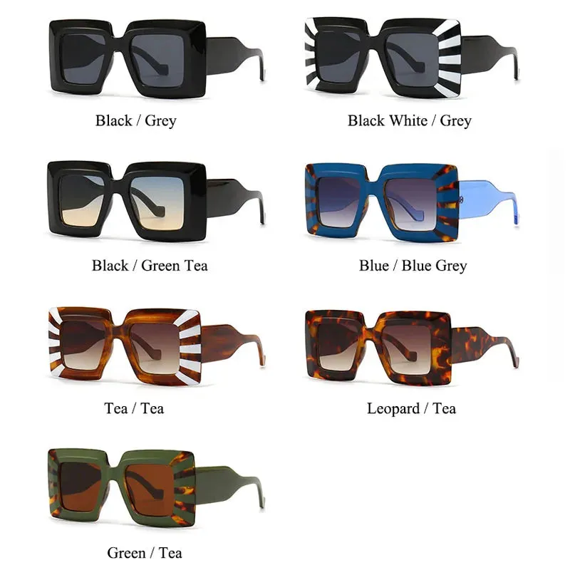 Oversized Square Stripe Sunglasses
