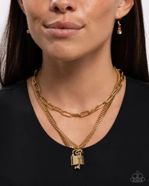 Paparazzi LOCKS of Luck - Gold Necklace