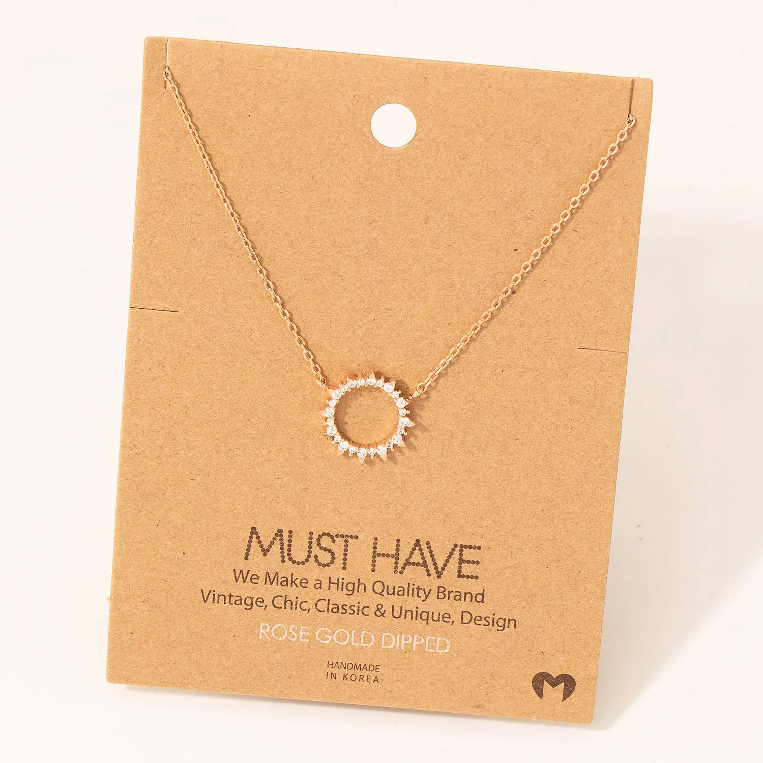 Pave Circle Sun Pendant Necklace: G