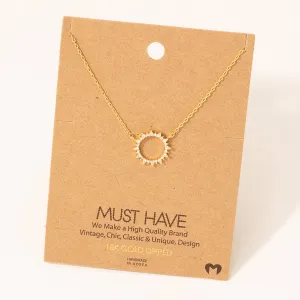 Pave Circle Sun Pendant Necklace: G