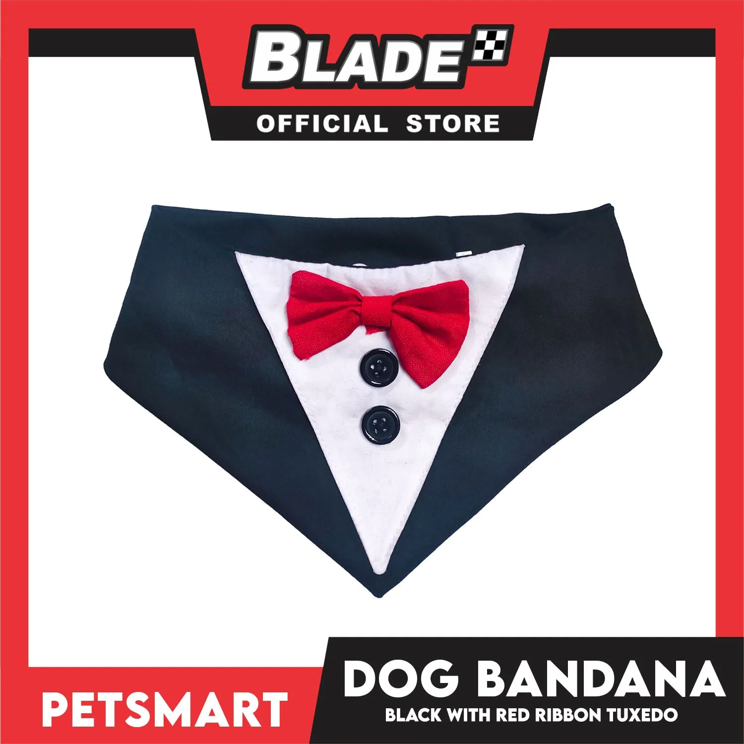 Pet Necktie Bandana Collar Scarf Black Tuxedo With Red Bow Tie Design DB-CTN29L (Large) Perfect Fit For Dogs And Cats, Breathable, Soft Lightweight Pet Bandana Scarf