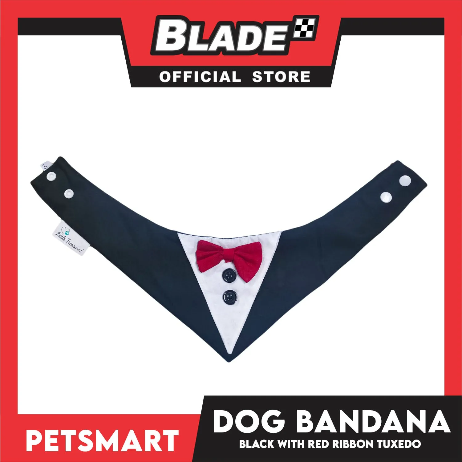 Pet Necktie Bandana Collar Scarf Black Tuxedo With Red Bow Tie Design DB-CTN29L (Large) Perfect Fit For Dogs And Cats, Breathable, Soft Lightweight Pet Bandana Scarf