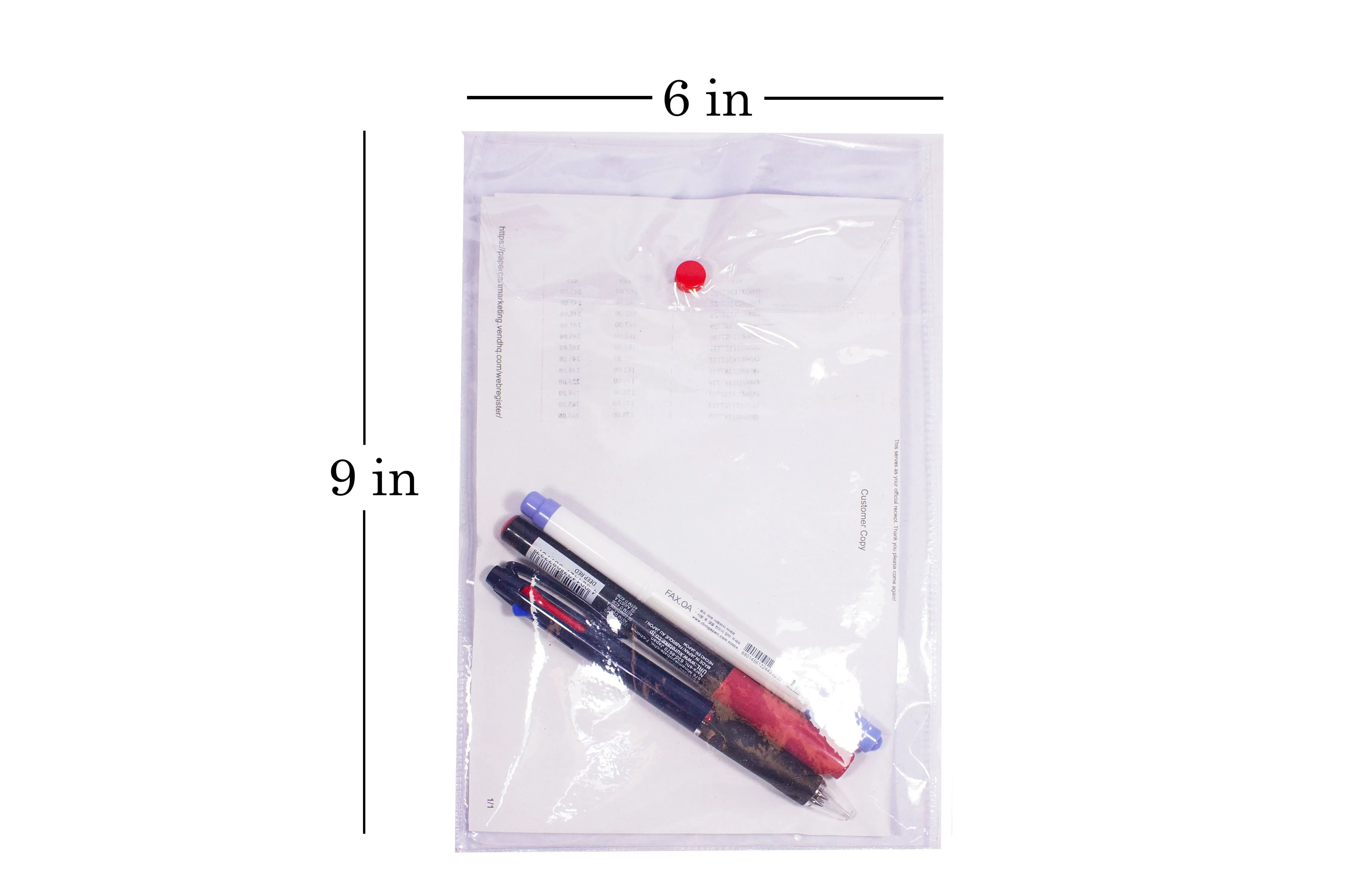 Plastic Card Envelope with Button 6x9in | 25pcs