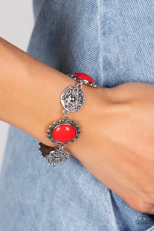 Positively Poppy - Red Bracelet  - Paparazzi Accessories