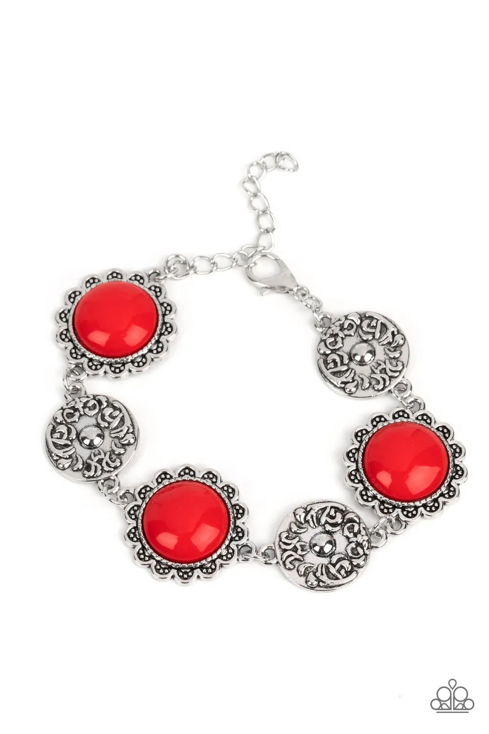 Positively Poppy - Red Bracelet  - Paparazzi Accessories