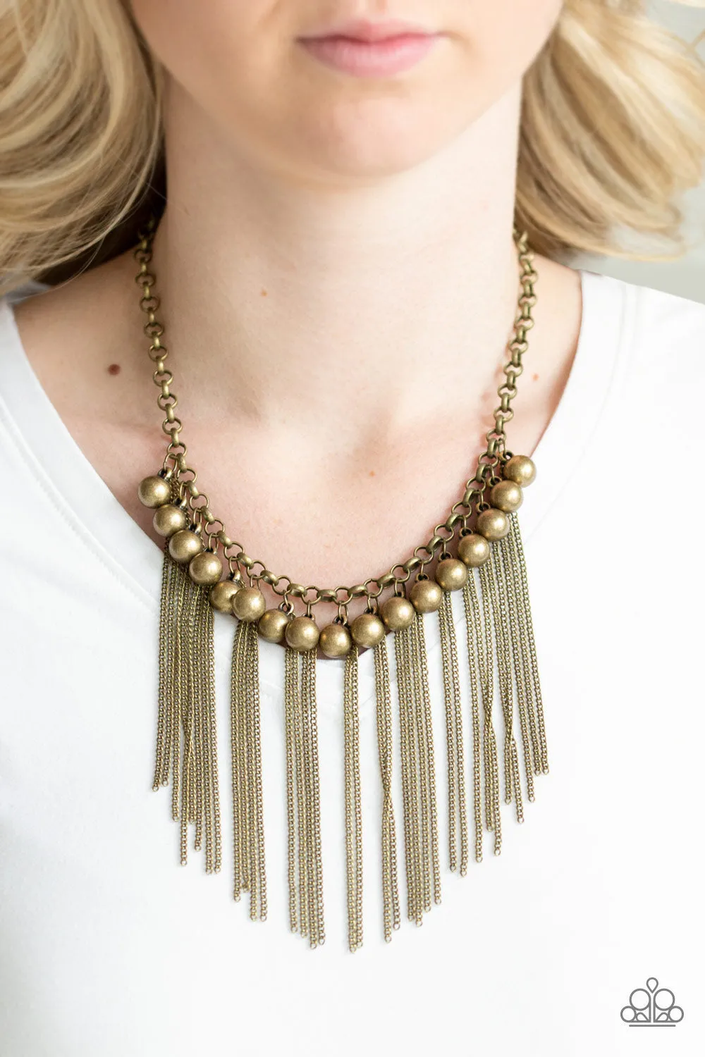 Powerhouse Prowl - Brass Necklace - Paparazzi Accessories