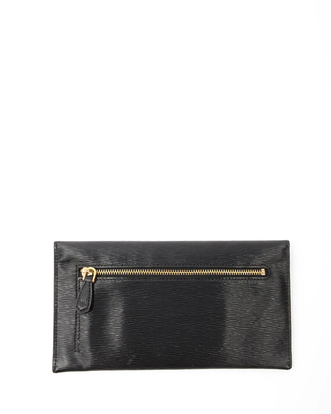Prada Black Leather Envelope Flap Pouch