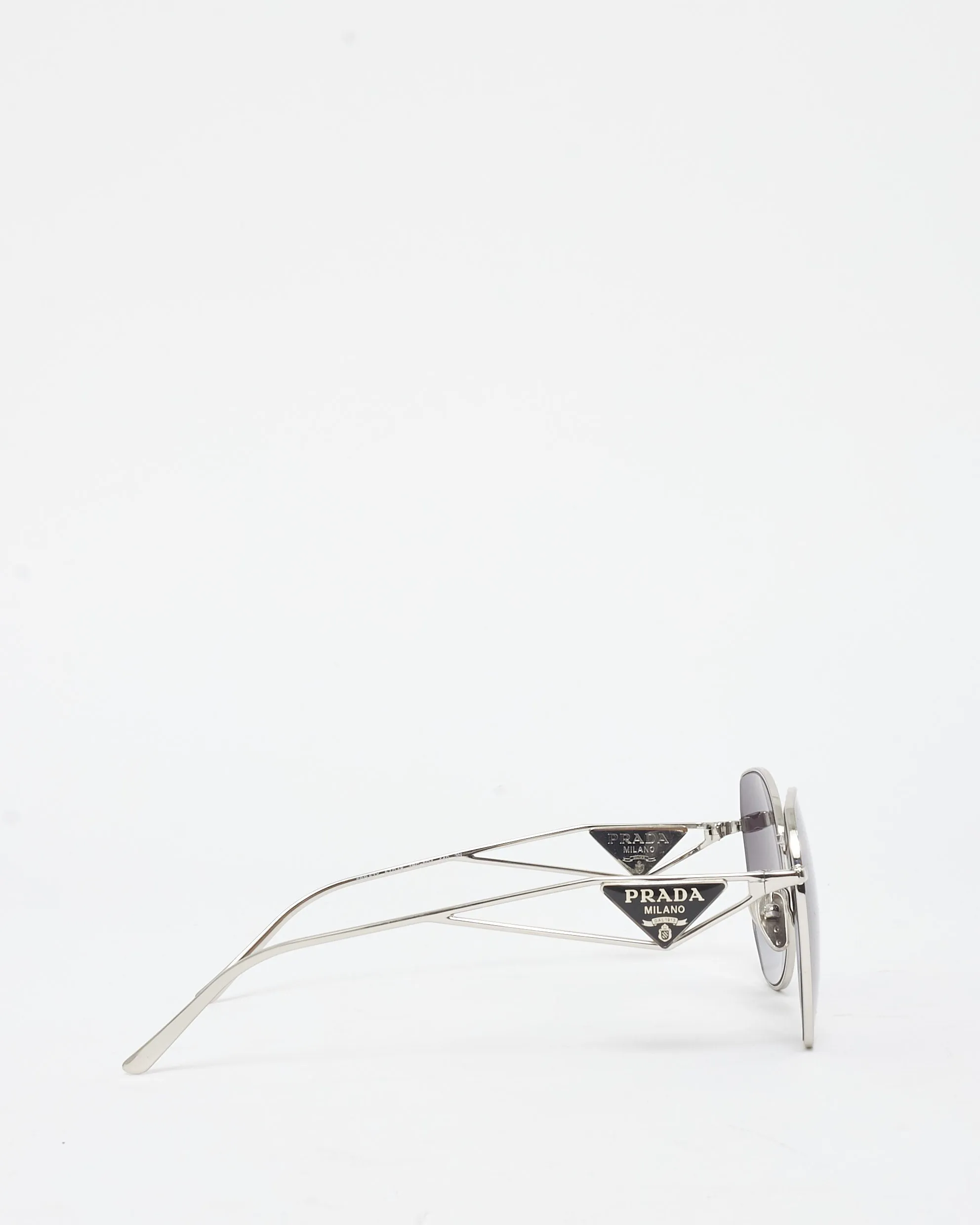 Prada Oversized Round Silver & Logo SPR57Y Sunglasses