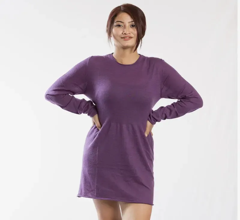 Pure Full Sleeved Crew Neck Pashmina Dress