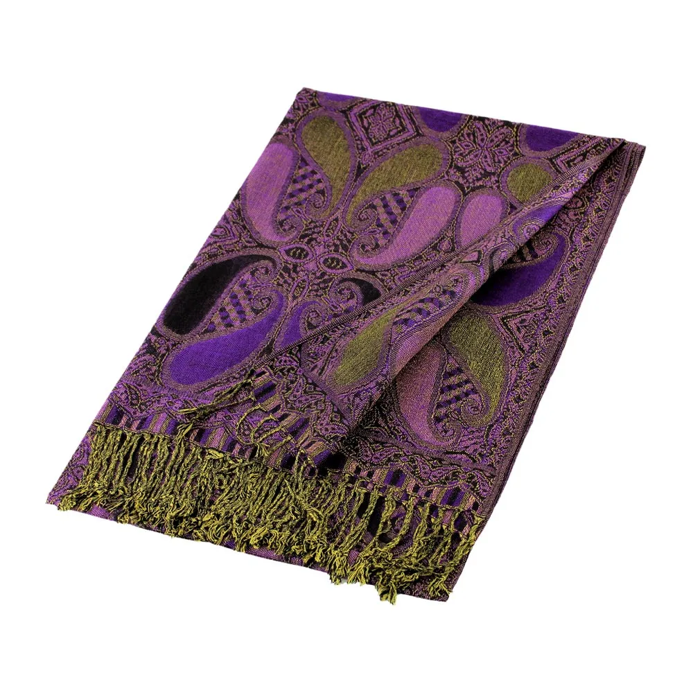 Purple Large Paisley Pashmina Scarf Shawl