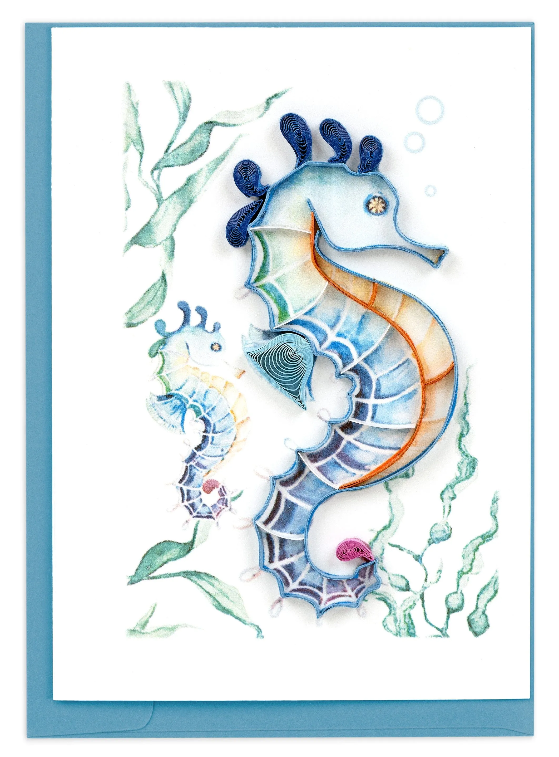 Quilled Colorful Seahorse Gift Enclosure Mini Card
