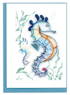 Quilled Colorful Seahorse Gift Enclosure Mini Card