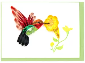 Quilled Hummingbird & Yellow Flowers Gift Enclosure Mini Card