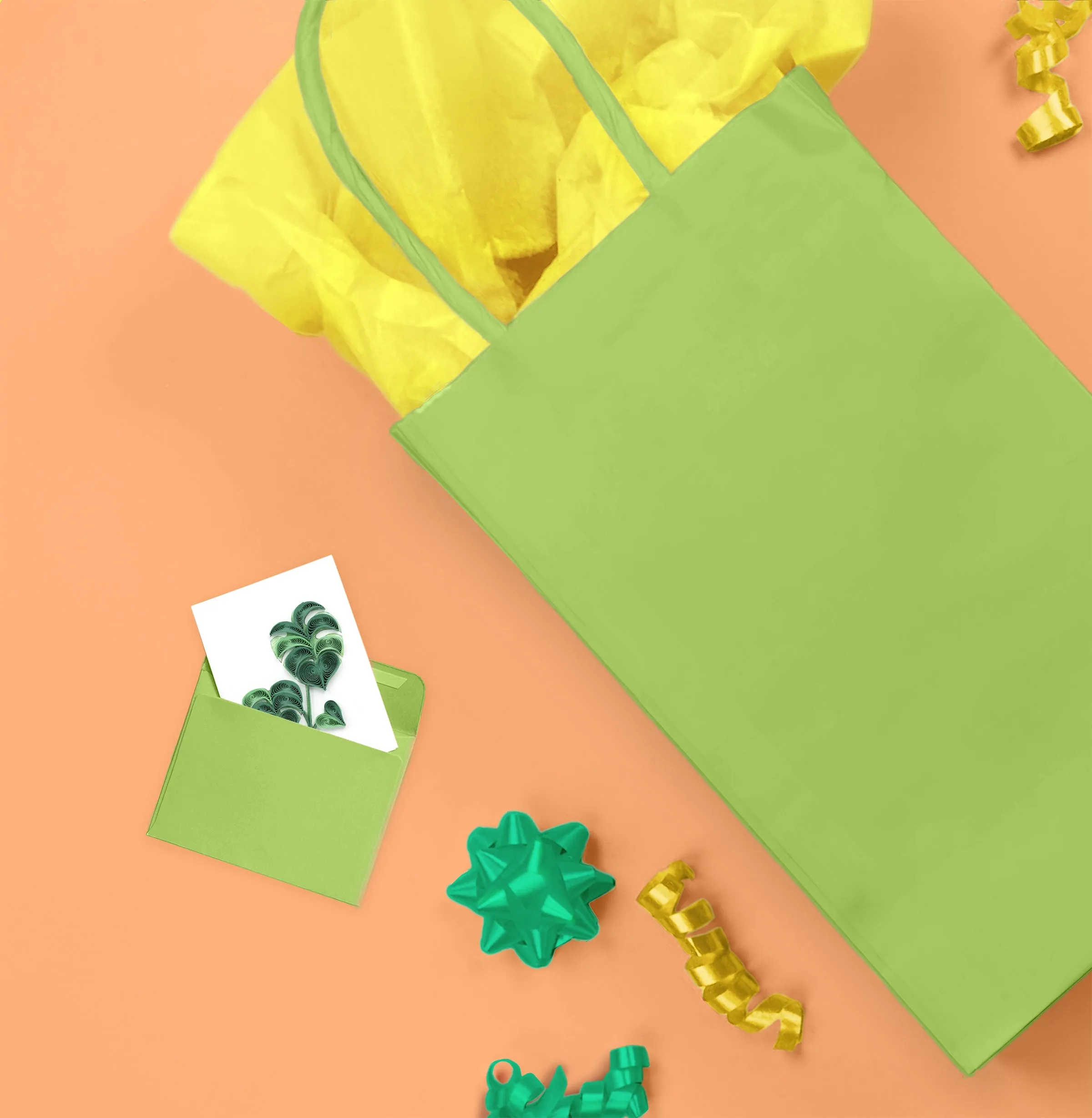 Quilled Monstera Leaf Gift Enclosure Mini Card