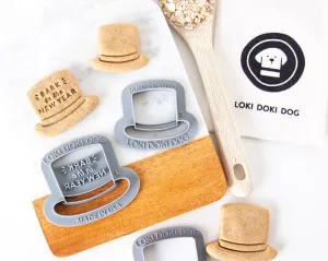 "Bark in the New Year" Top Hat Shaped Dog Biscuit Cookie Cutter