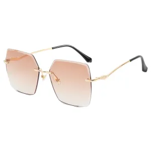 "Beauty" Diamond Cut Oversized Rimless Fashion Shades Sunglasses