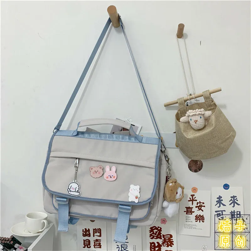 Realaiot Japanese College Style Vintage Schoolbag Female Cute Girl Student Messenger Bag Korean Ins Wind Wild JK Backpack