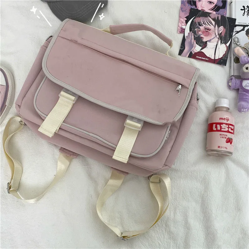 Realaiot Japanese College Style Vintage Schoolbag Female Cute Girl Student Messenger Bag Korean Ins Wind Wild JK Backpack
