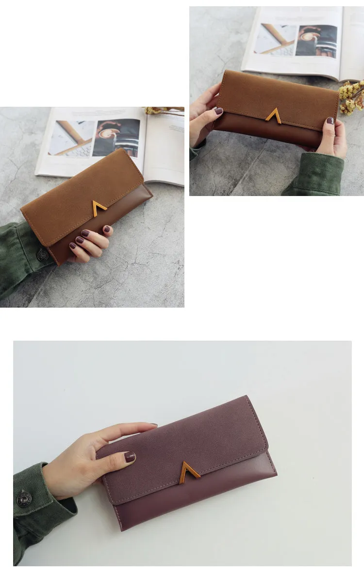 Realaiot Women's Wallets Leather Hasp Lady Money Bags Zipper Coin Purse Female Envelope Wallet Credit Card Holder Clutch For Girl