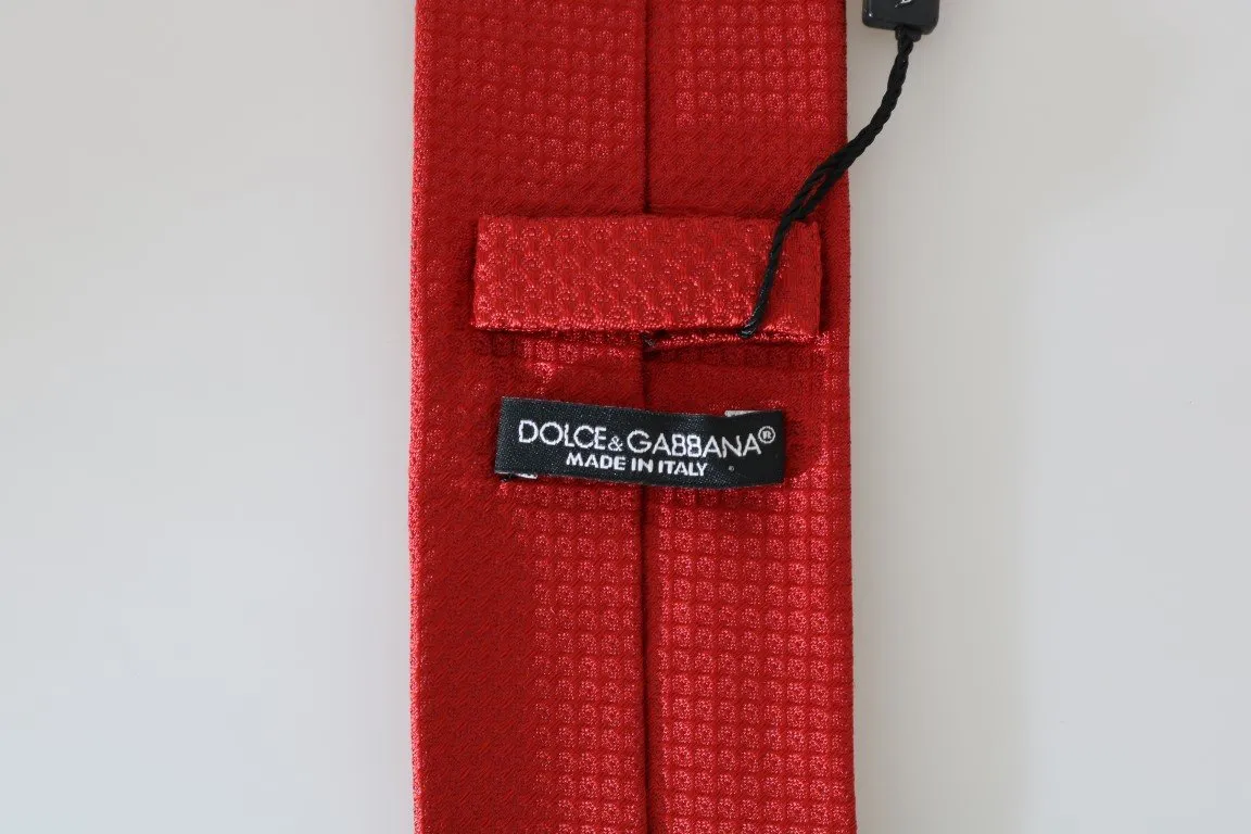 Red Silk Pattern Wide Tie