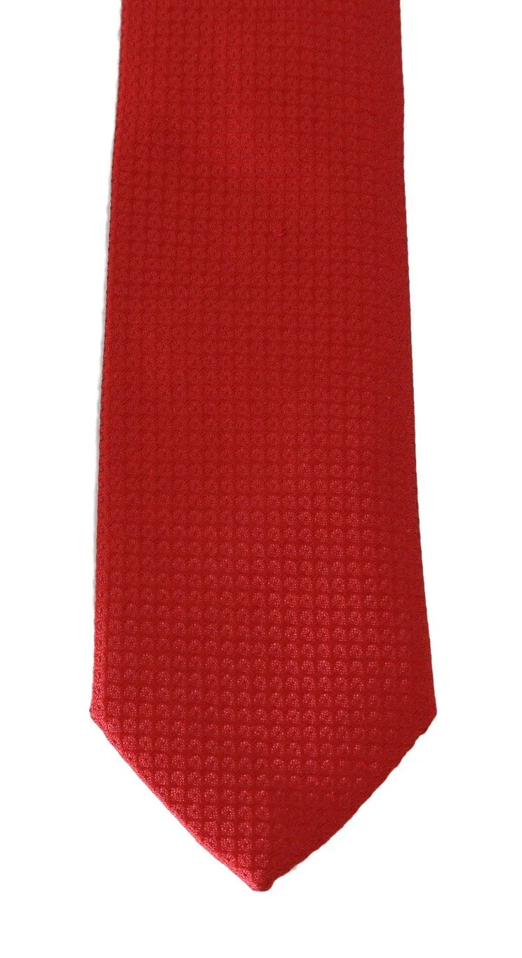 Red Silk Pattern Wide Tie