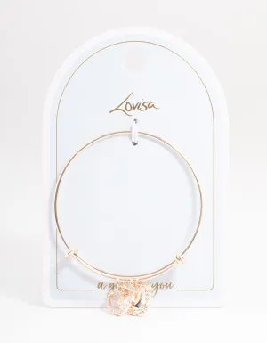 Rose Gold Pearl & Heart Charm Bracelet