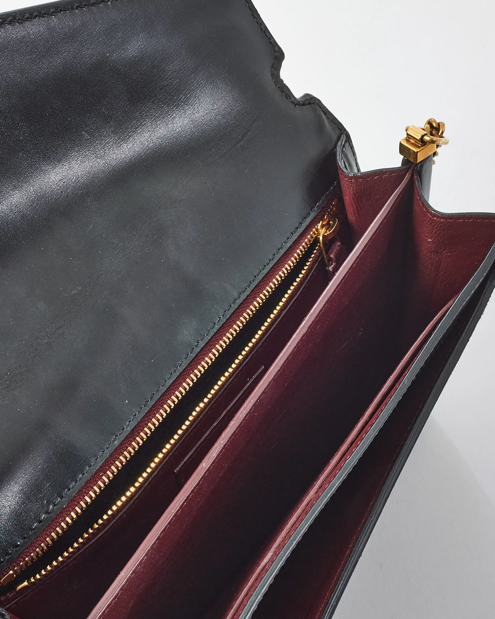 Saint Laurent Black Leather & Suede Envelope Cassandra Shoulder Bag