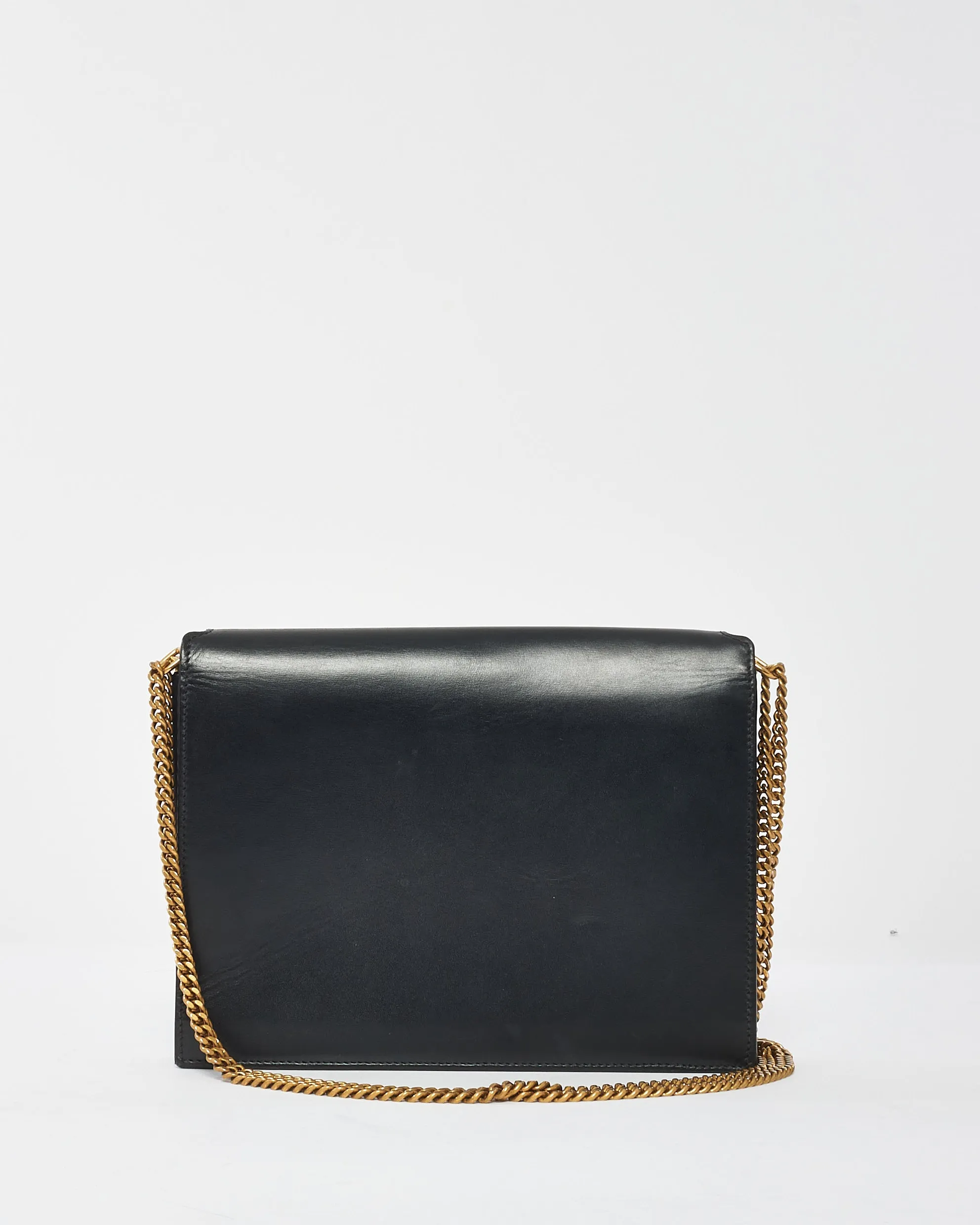 Saint Laurent Black Leather & Suede Envelope Cassandra Shoulder Bag