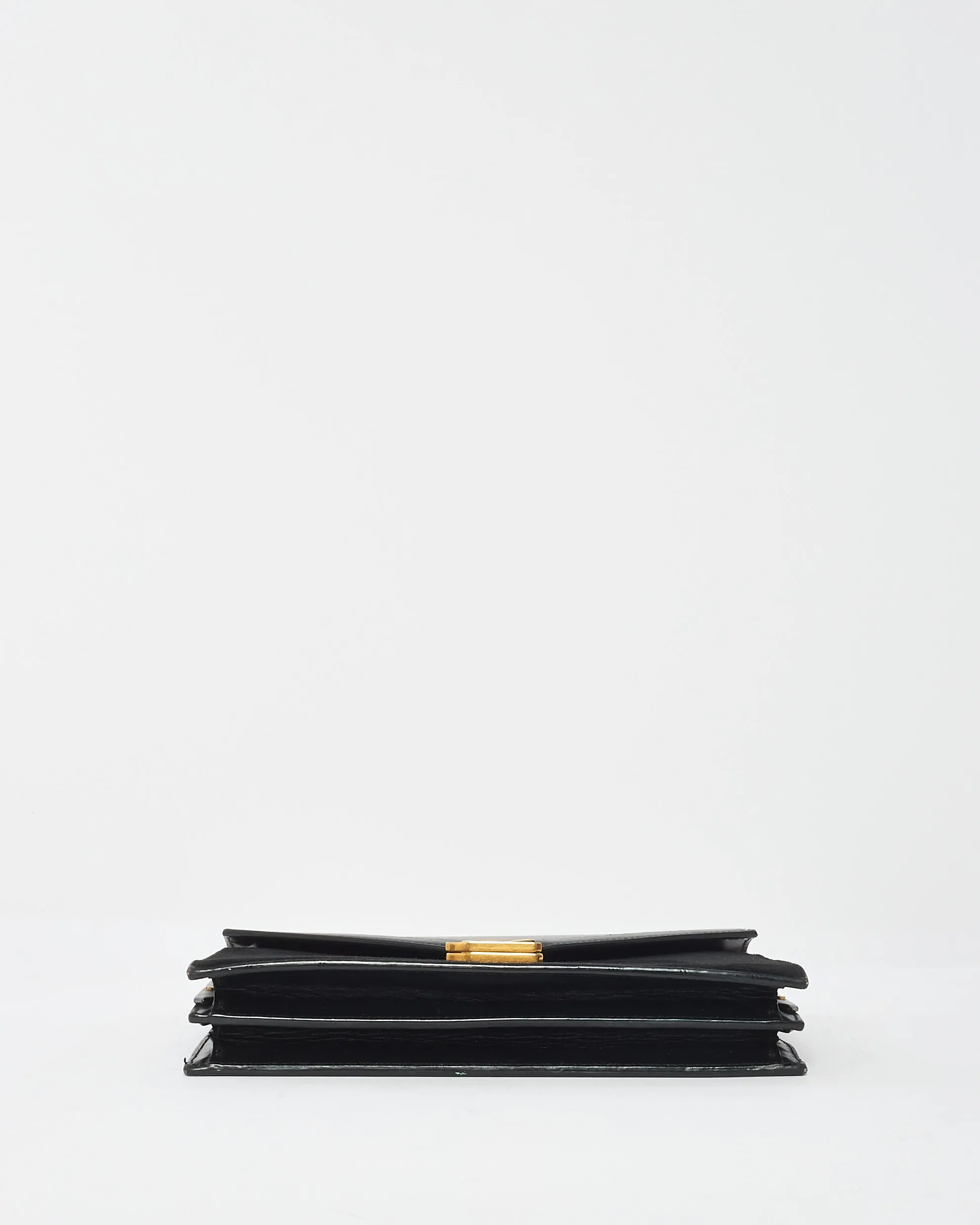 Saint Laurent Black Leather & Suede Envelope Cassandra Shoulder Bag