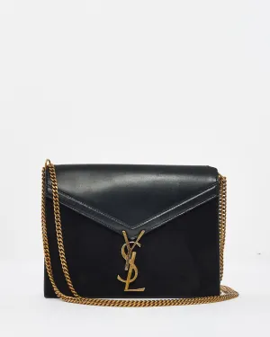 Saint Laurent Black Leather & Suede Envelope Cassandra Shoulder Bag