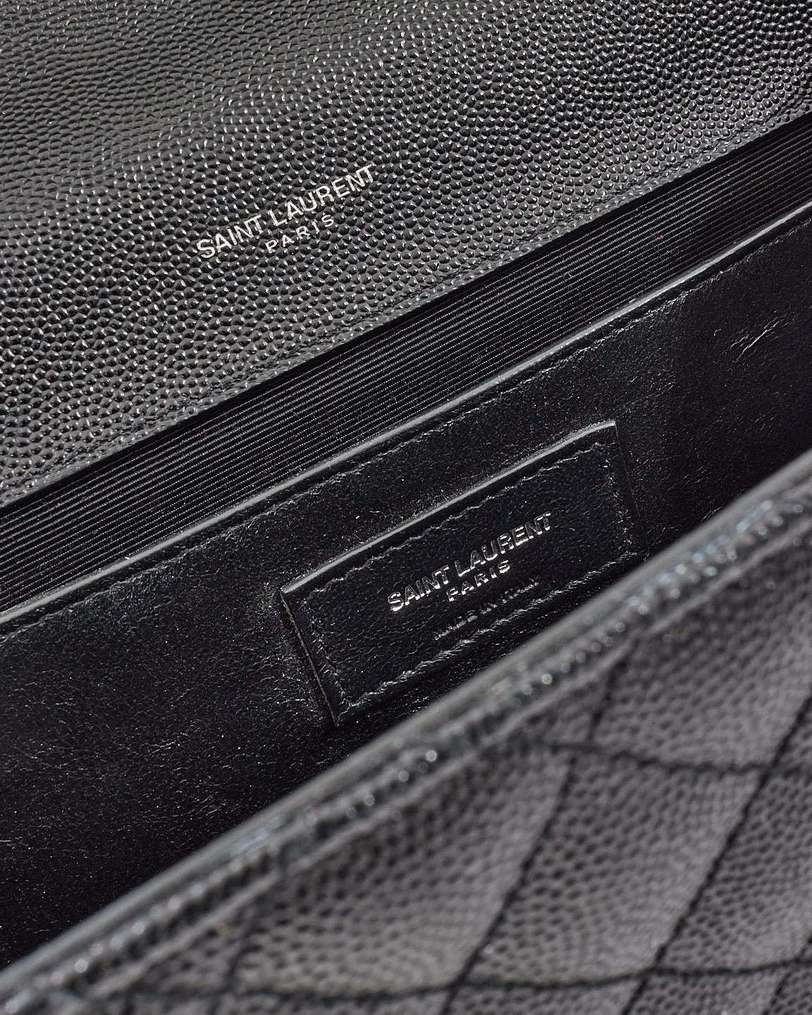 Saint Laurent Black Quilted Leather Medium Envelope Chain Bag