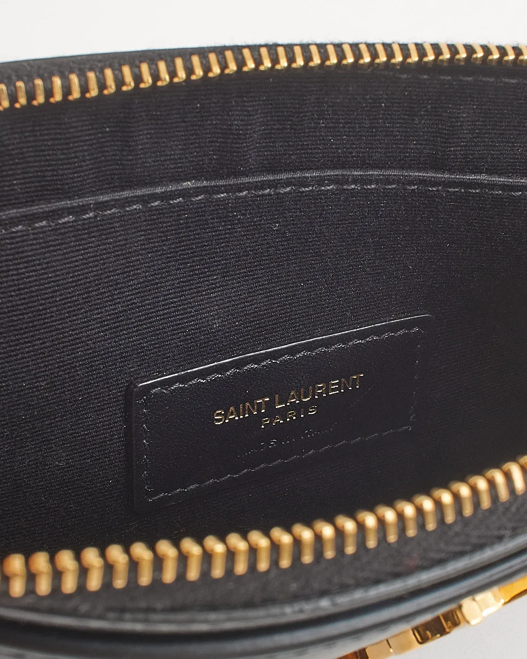 Saint Laurent Black Smooth Leather Envelope Pouch
