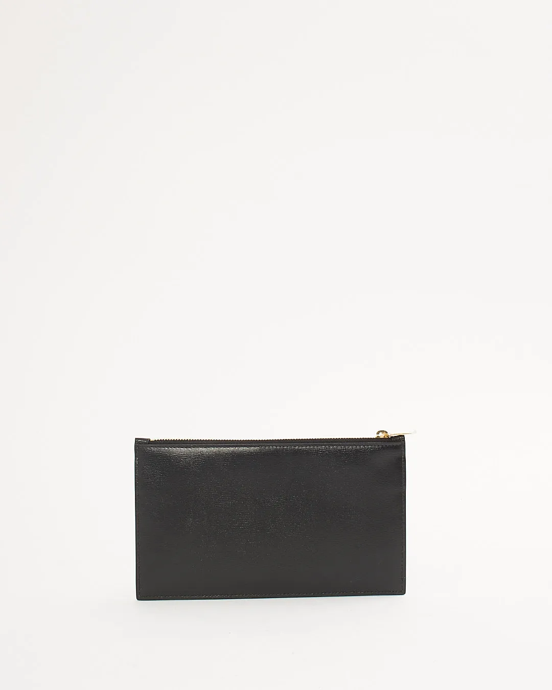 Saint Laurent Black Smooth Leather Envelope Pouch