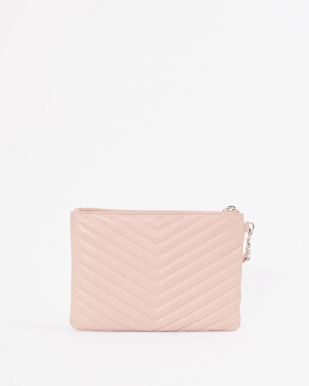 Saint Laurent Dust Pink Chevron Envelope Clutch