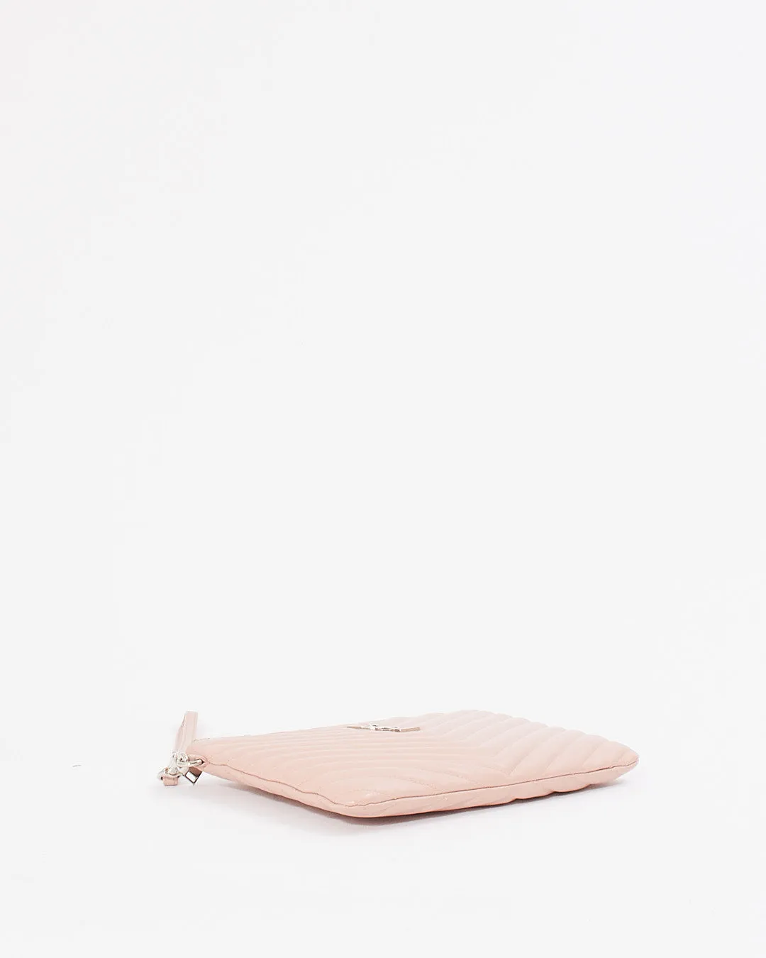 Saint Laurent Dust Pink Chevron Envelope Clutch