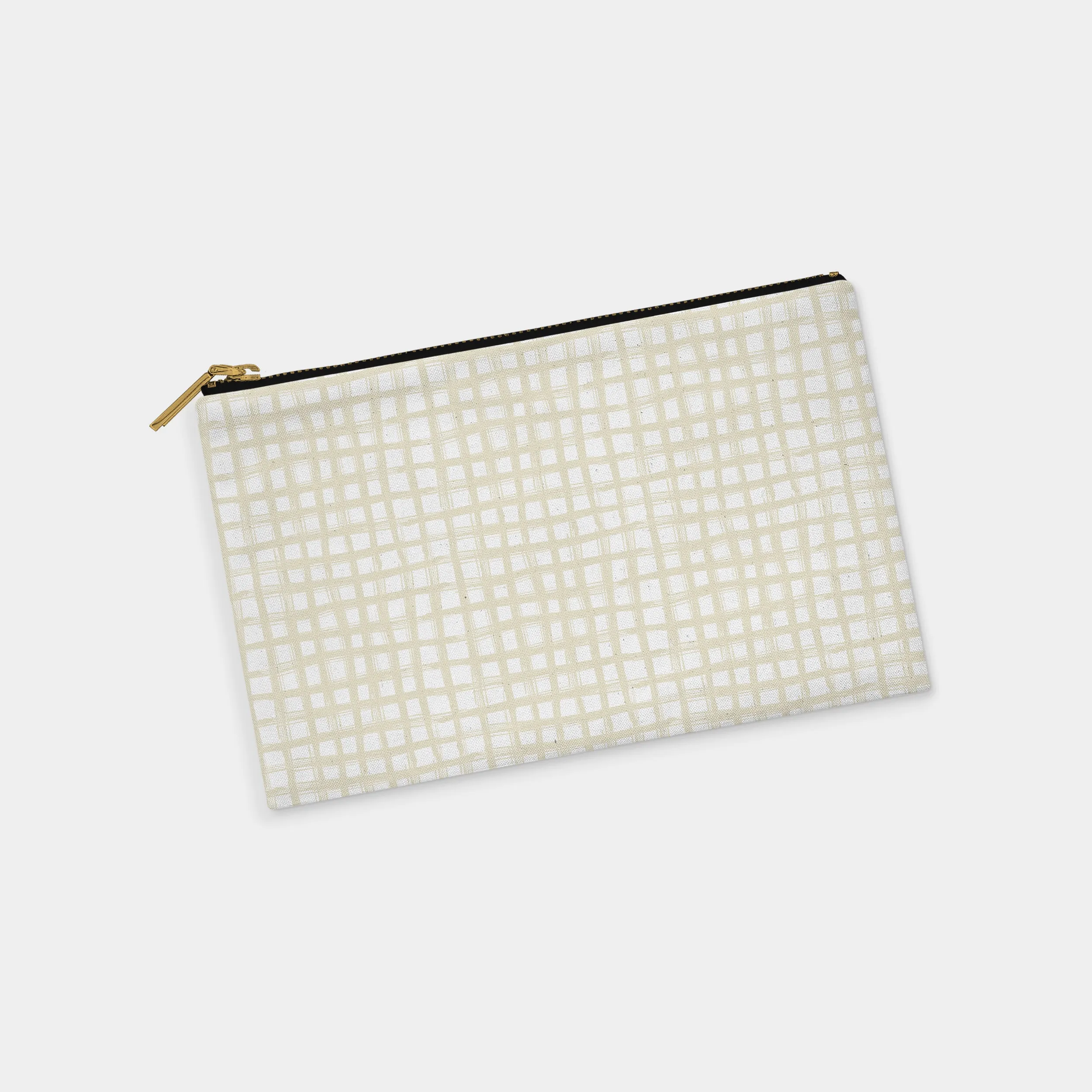 Sand Brushstroke Plaid Personalized Zipper Pouch