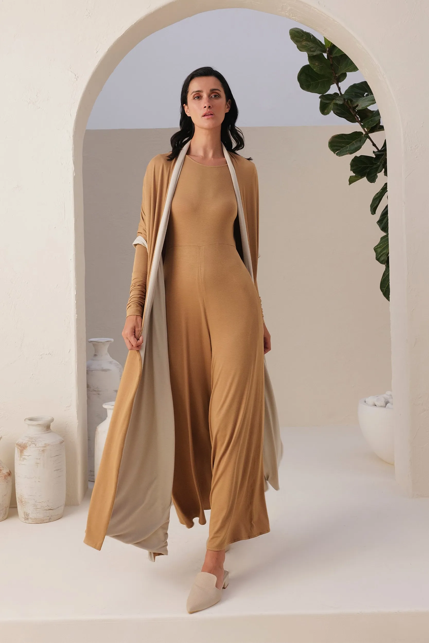 Sand Skin Reversible Shawl  (Natural & Sand)