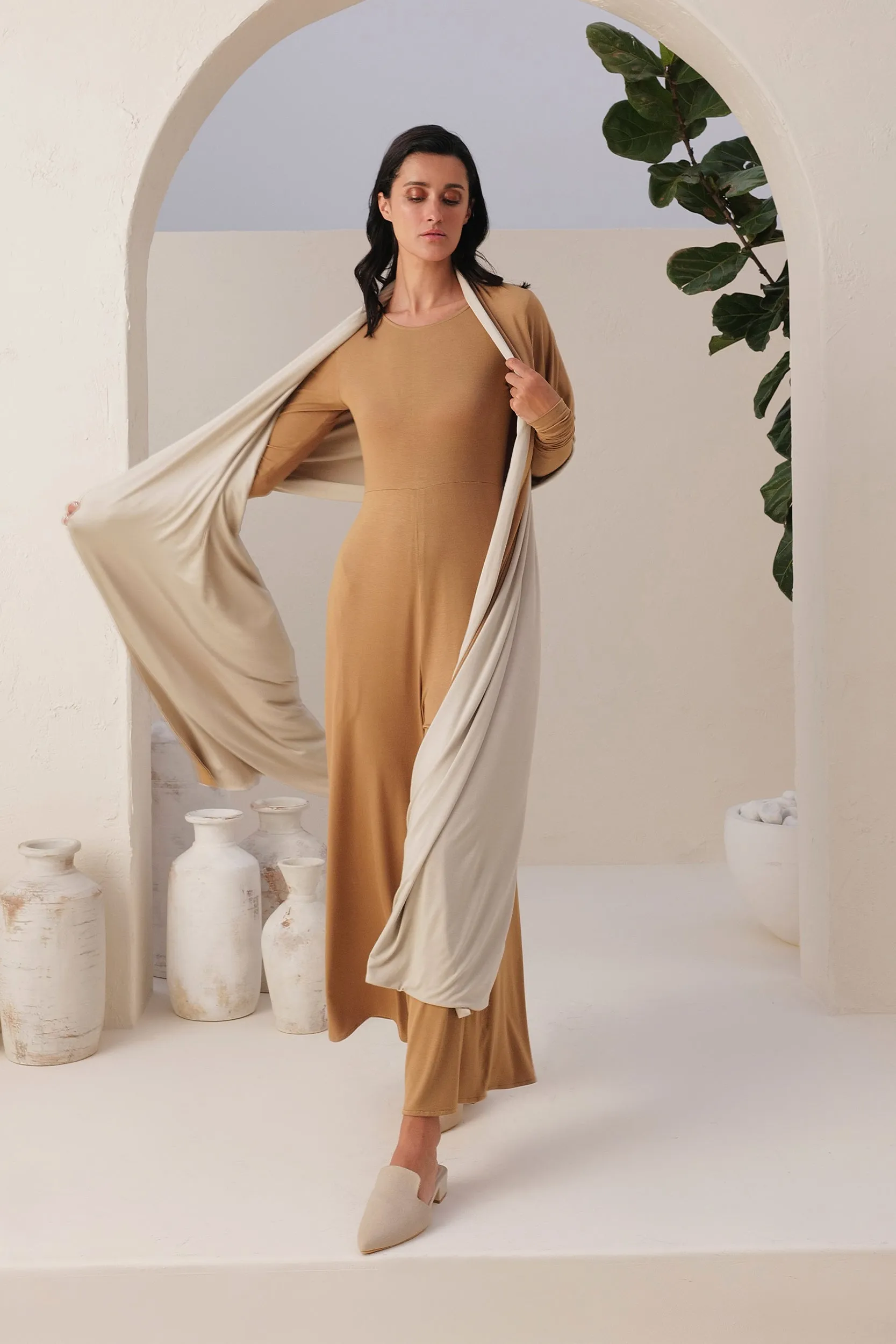 Sand Skin Reversible Shawl  (Natural & Sand)