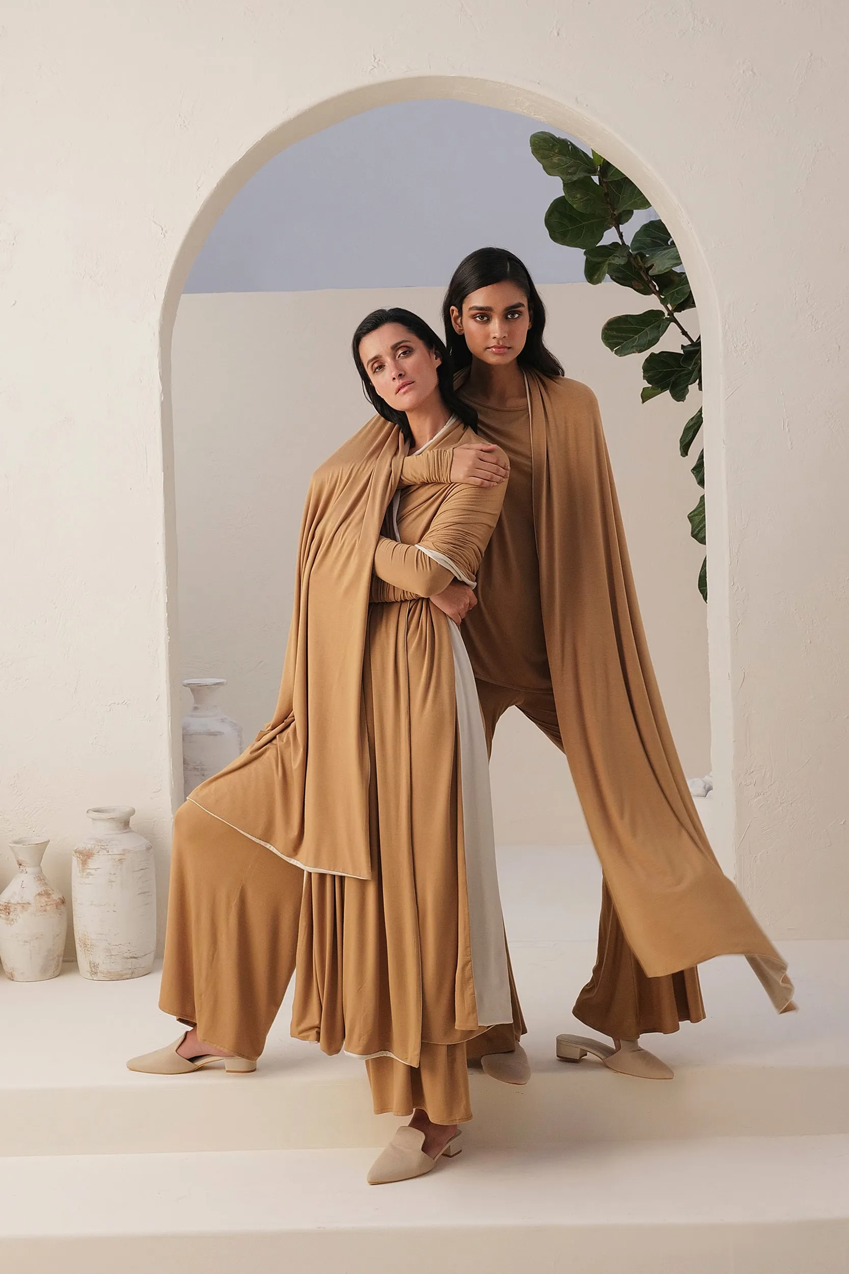 Sand Skin Reversible Shawl  (Natural & Sand)