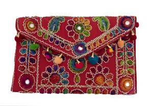 Silk Embroided Envelope Clutch