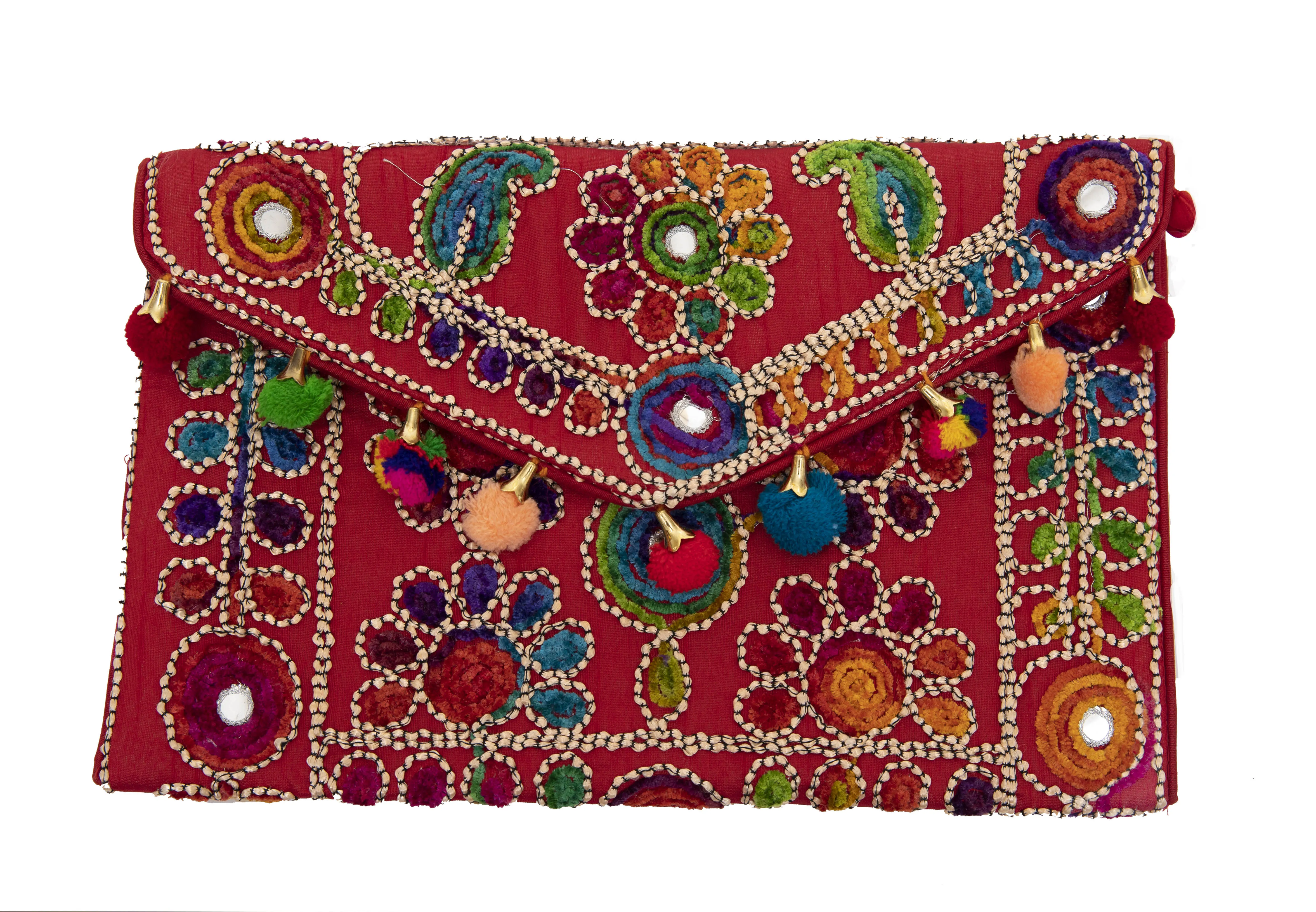 Silk Embroided Envelope Clutch