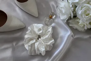 Silk White Scrunchie