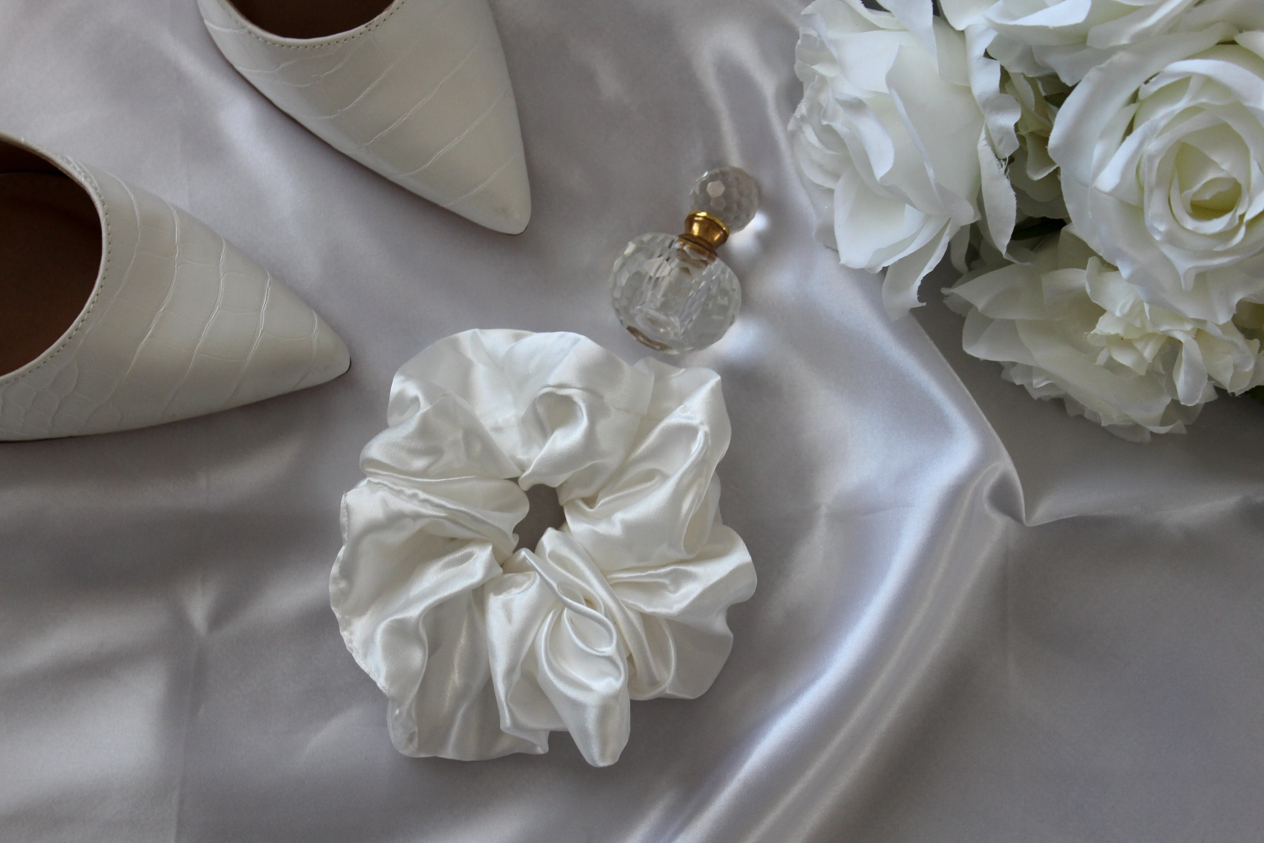 Silk White Scrunchie