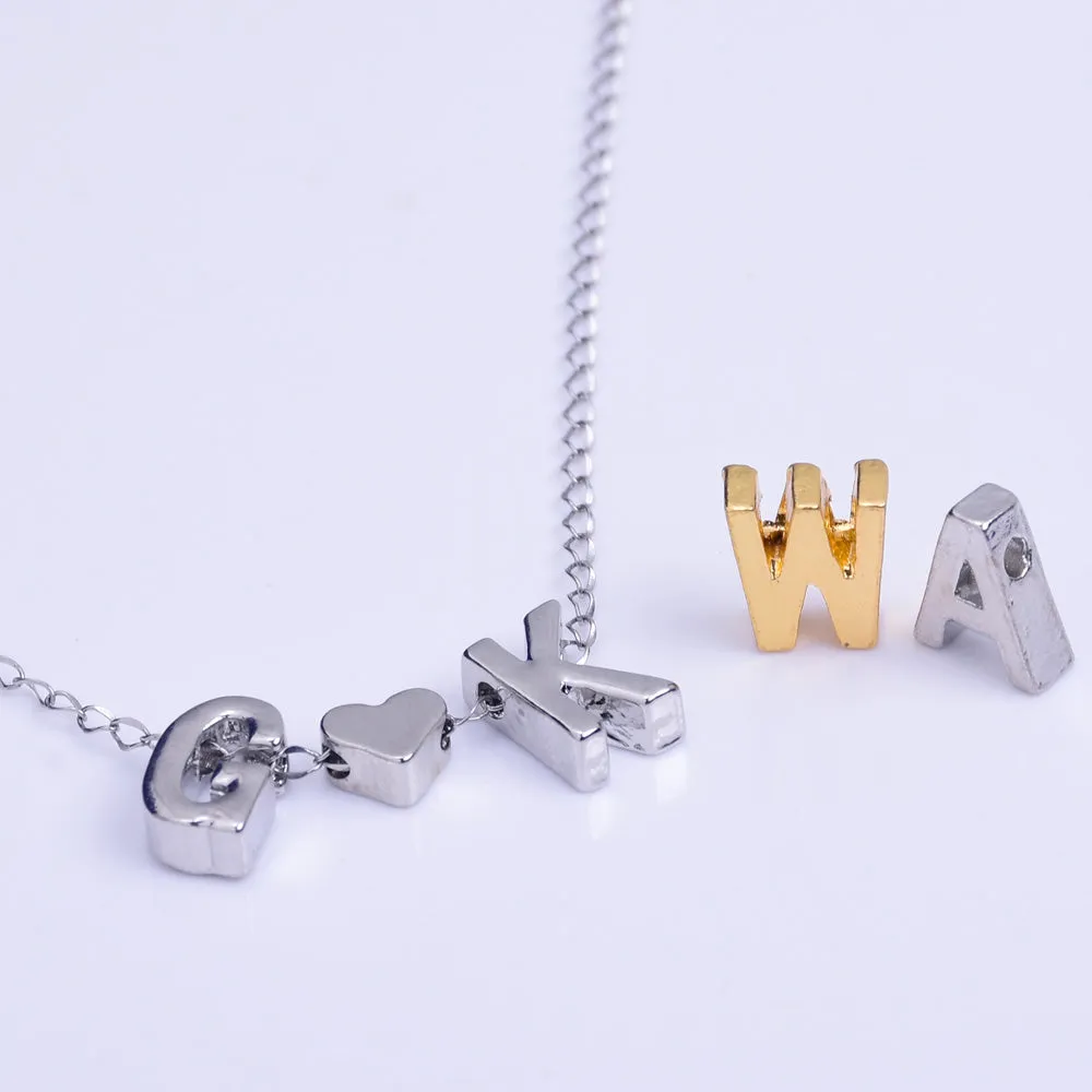 Silver Alloy Letter Pendant Charm Alphabet Initial Charm letter necklace bracelet diy accessories " I " 10*6.5*3.5mm 10pcs