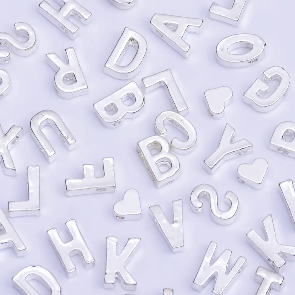 Silver Alloy Letter Pendant Charm Alphabet Initial Charm letter necklace bracelet diy accessories " U " 10*6.5*3.5mm 10pcs