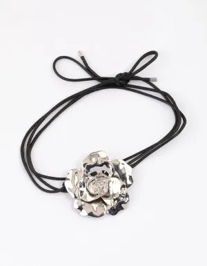 Silver Flower Cord Choker