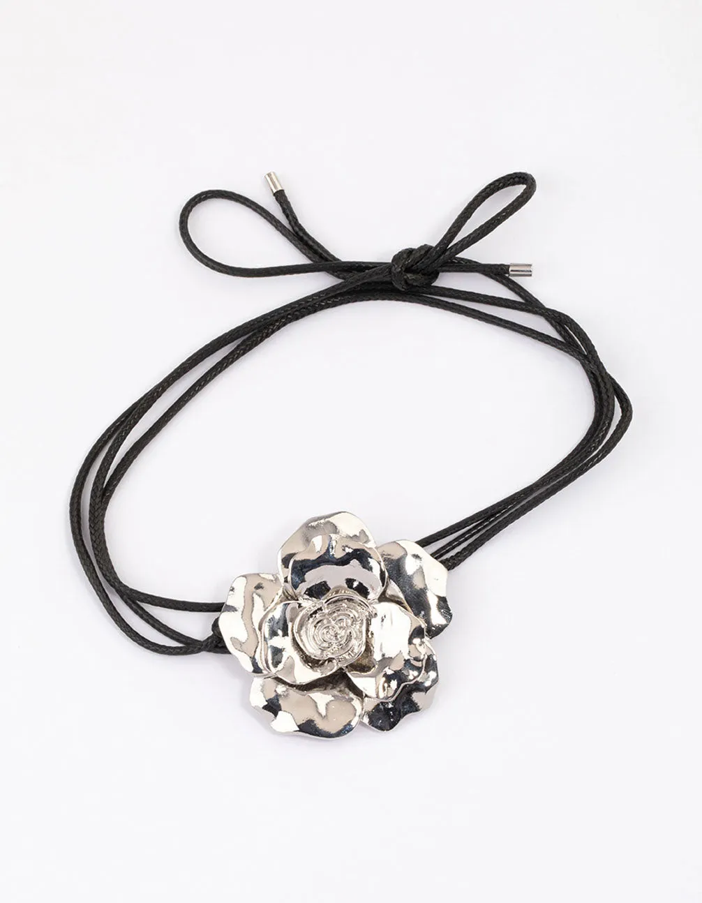 Silver Flower Cord Choker