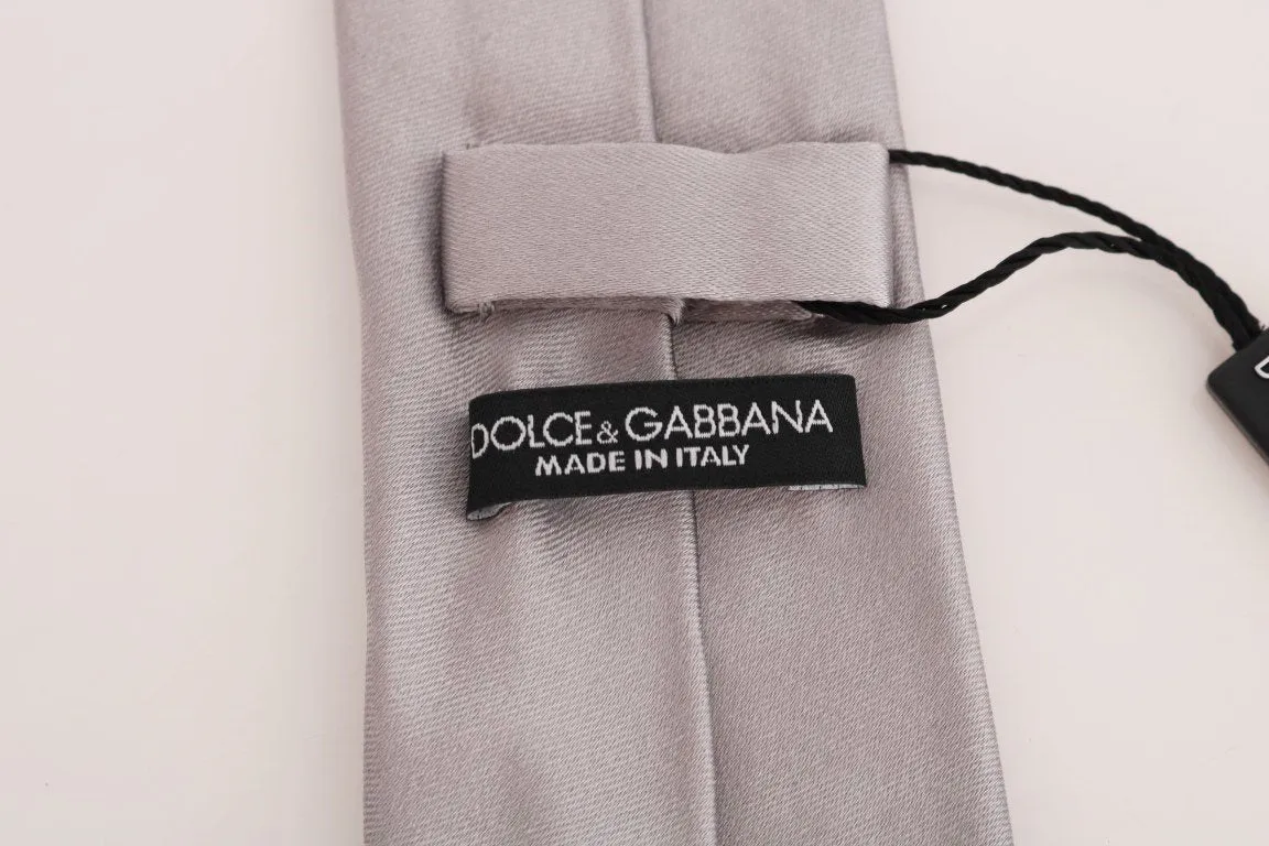 Silver Gray Solid Silk Tie