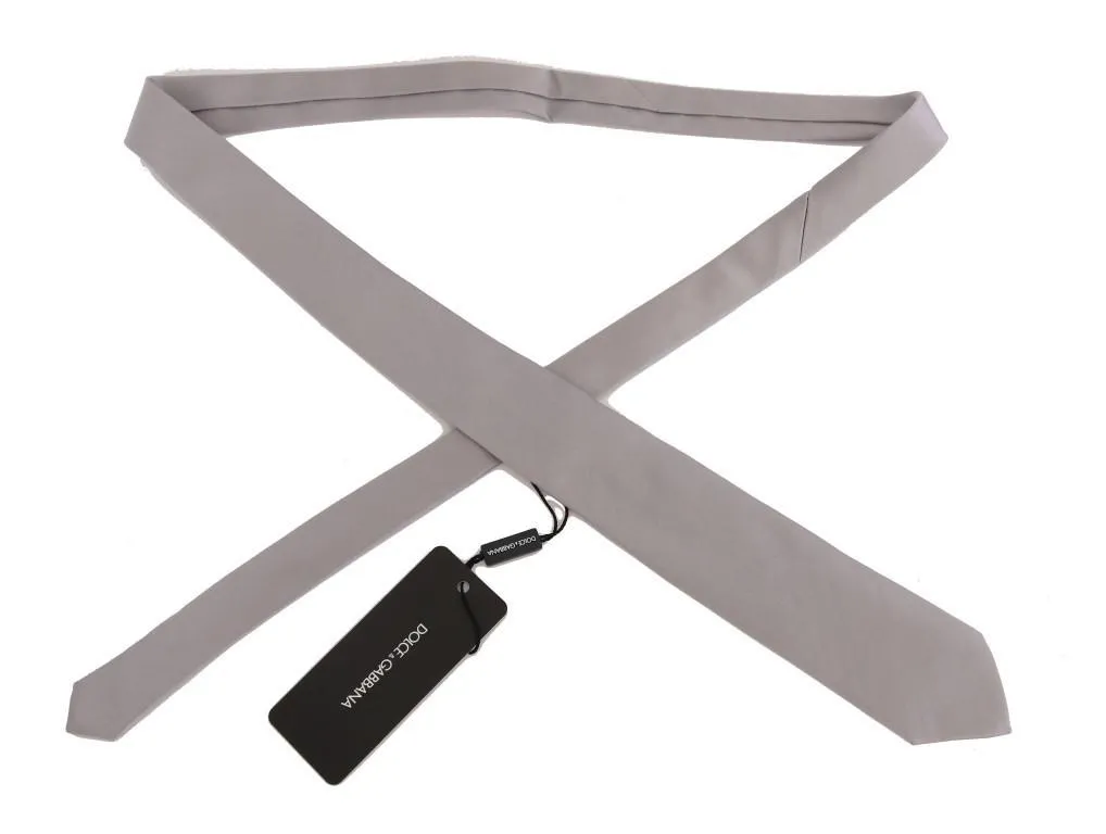 Silver Gray Solid Silk Tie