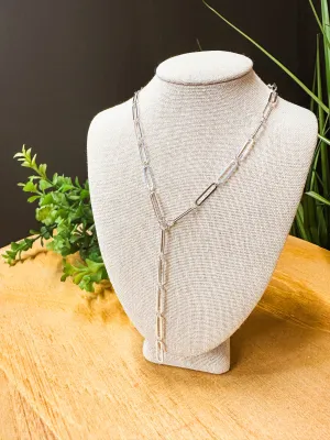 Silver Paperclip Chain Y Necklace